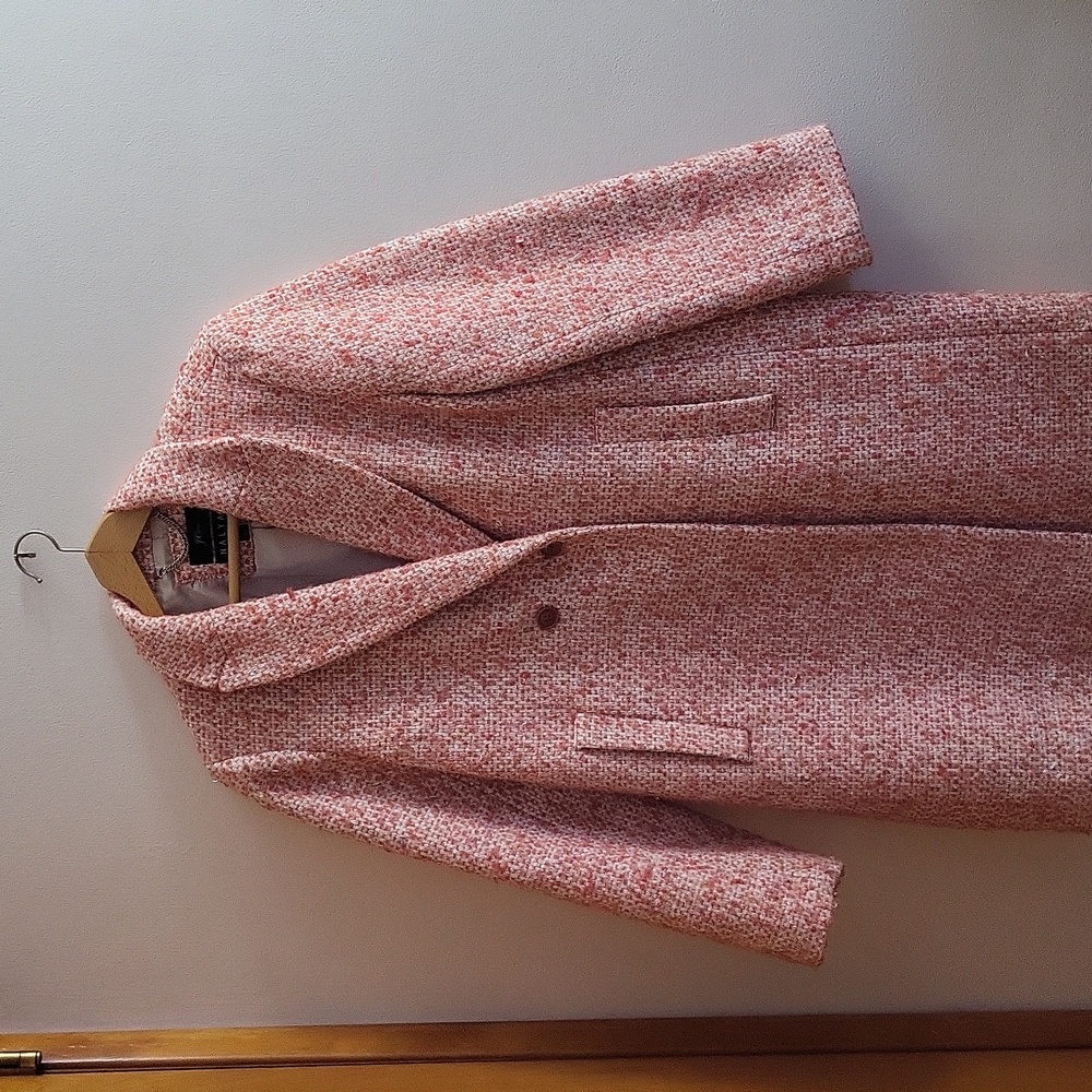 J. Crew Daphne Top Coat Italian Tweed Guava Pink Size 12 - Picture 4 of 11